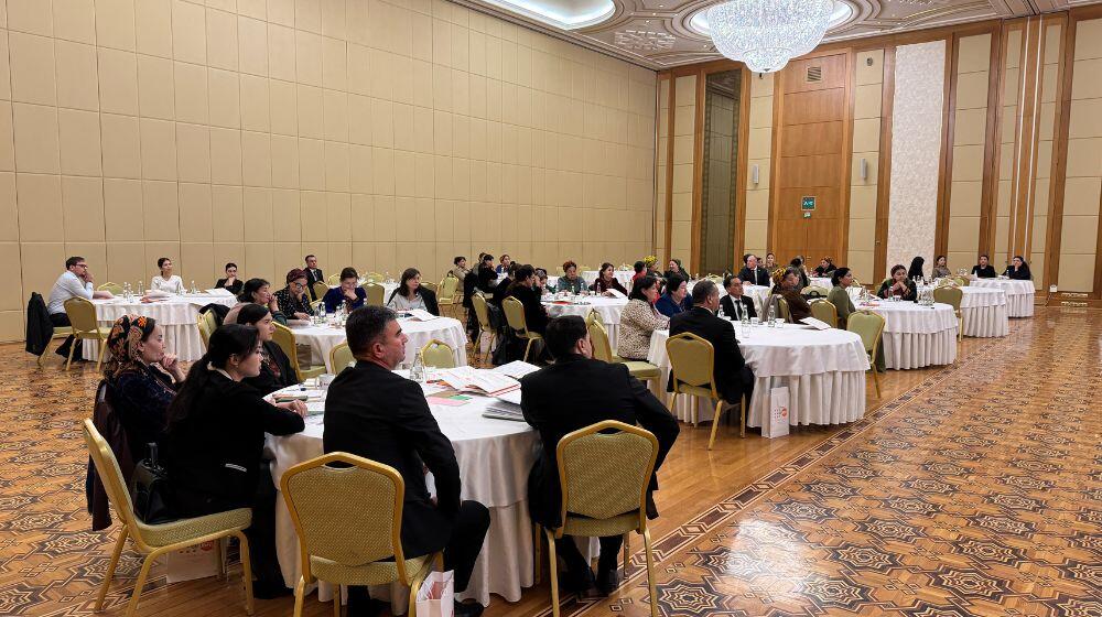 Participants being introduced to the presentation on achieved results in promoting gender equality 